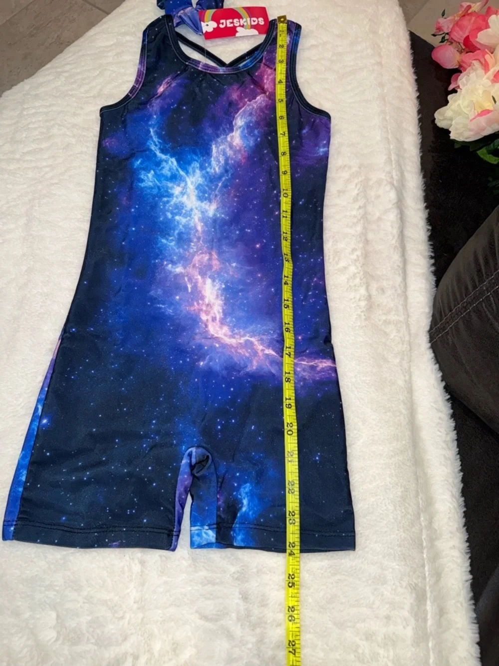 Kids Galaxy Print One-Piece Swim Suit - Blue Purple Size 6-7 Years